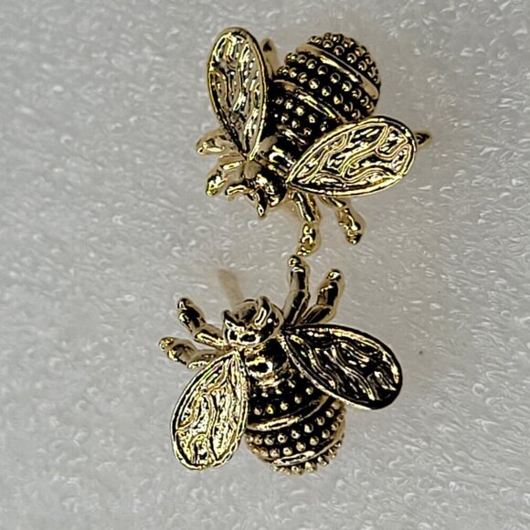 Bee Gold Tone Tiny Earrings - Picture 6 of 8